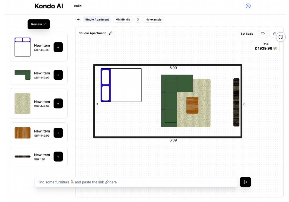 Screenshot of floor planning application